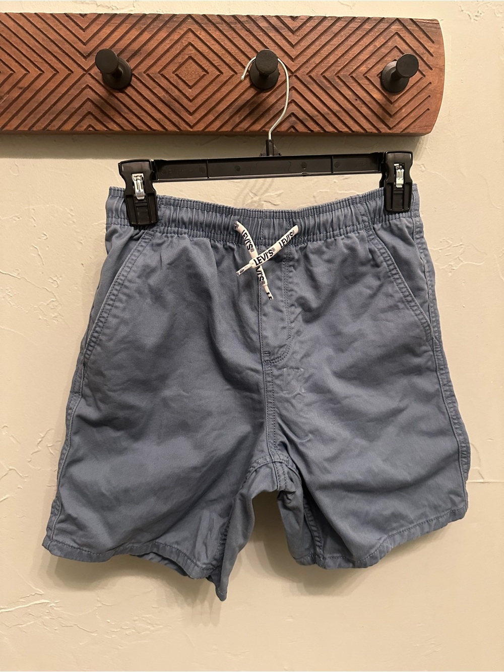 Levi's Kids Slate Blue Elastic Waist Shorts with Branded Drawstring